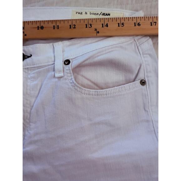 Rag & Bone Dre Capri Jeans Women's 31 White Distressed Cropped Frayed Hem Denim - Picture 6 of 12